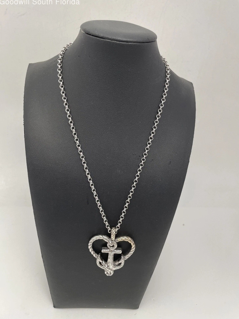 Brighton Silver Tone Heart Anchor Pendant Necklace - Women Jewelry